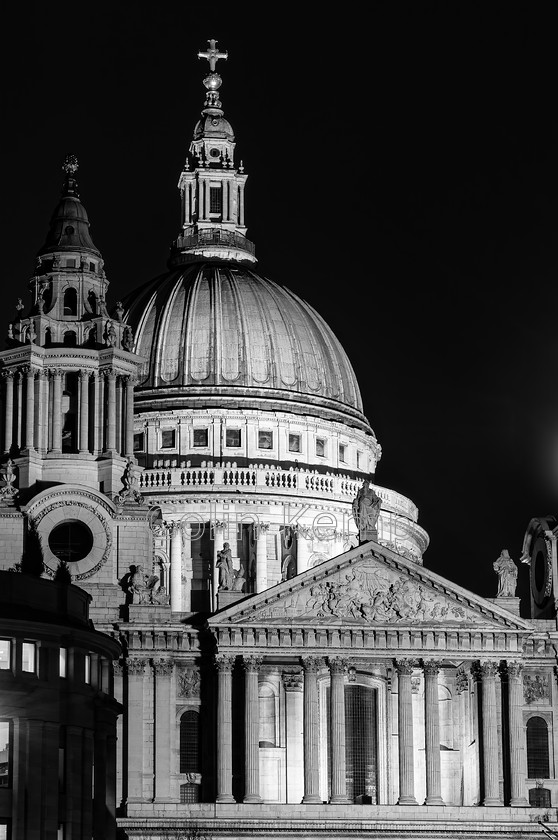 St-Pauls-Cathedral-at-night-0164E 
 The stunning dome of St Paul's, floodlit at night, providing a high contrast black and white image available in a range of sizes. This iconic image of the London skyline is a great gift as a memento of a London visit, or work placement. 
 Keywords: Black&White, Night, St Pauls, Cathedral, London skyline, Cityscape, urban photography, London at night