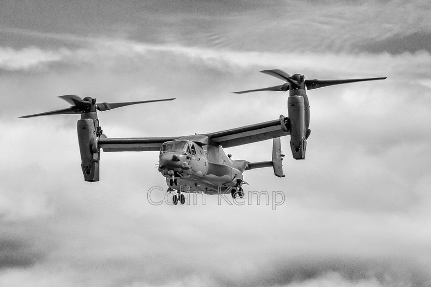 USAF-Osprey-in-flight-black-and-white 
 Osprey in vertical take off mode 
 Keywords: Fairford, air display, airshow Osprey black and white