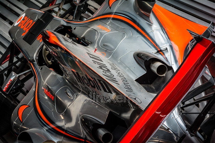 Mclaren-F0001-car-close-up 
 Mclaren F1 racing car pictured in a display at Beaulieu 
 Keywords: Mclaren F1 formula one racing car